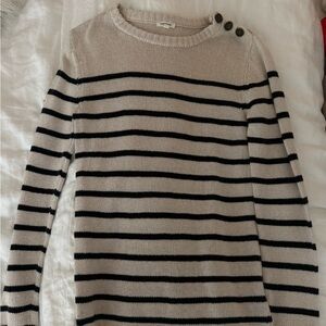 Love Stories Intimates Striped Black and Cream Women's Sweater